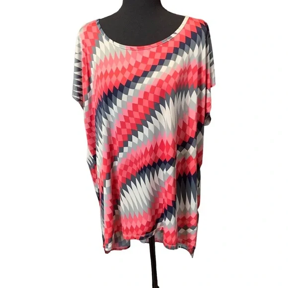 MOA USA women’s plus top geometric retro pattern long tunic - Picture 6 of 8